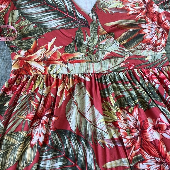 Tropical Floral Lightweight Flowy Vacation Resort Maxi Dress | XL 14 - Picture 4 of 12